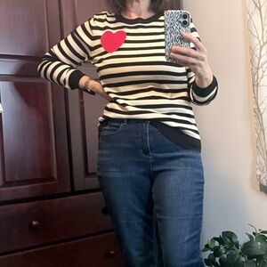 Studio Park Heart Icon Striped Sweater